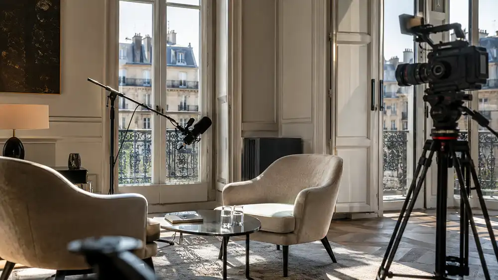 Plateau interview premium pour communication de direction